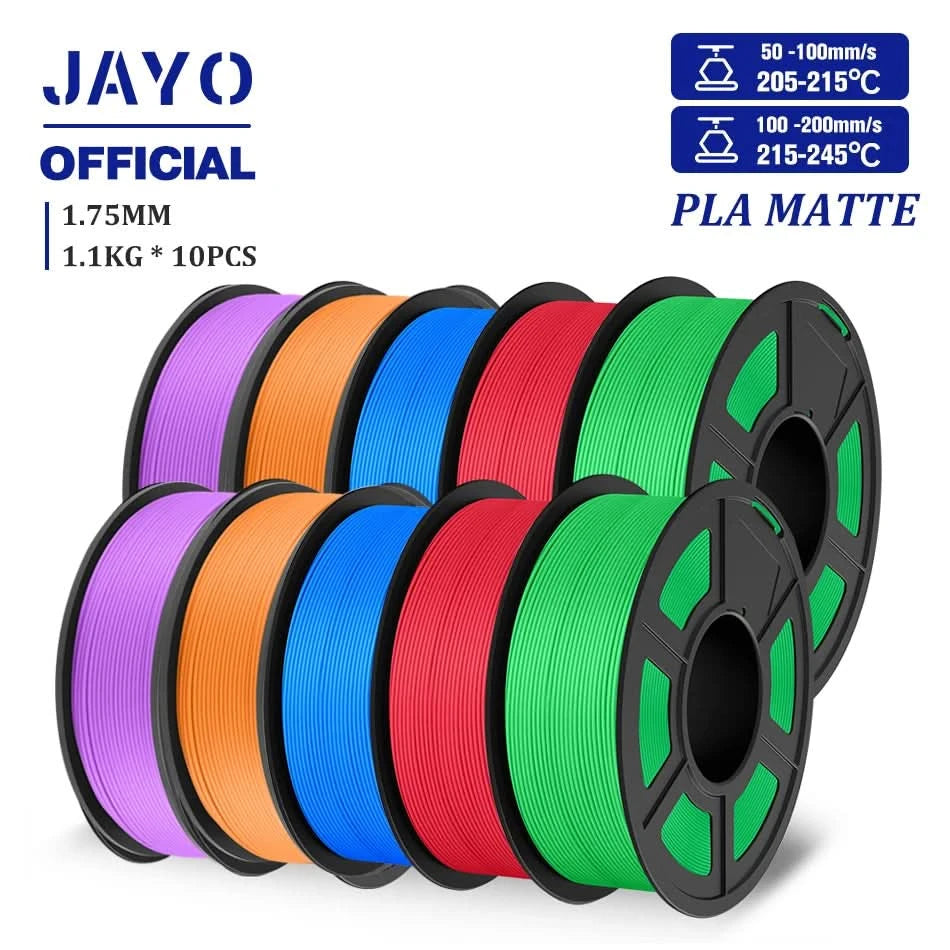 JAYO 3D Filament 1.75mm PLA / PLA Plus / PLA Meta/ Seiden-PLA+/PLA Matt 3D-Drucker-Filament 1.1KG Für FDM Multicolor Set 10 Rollen