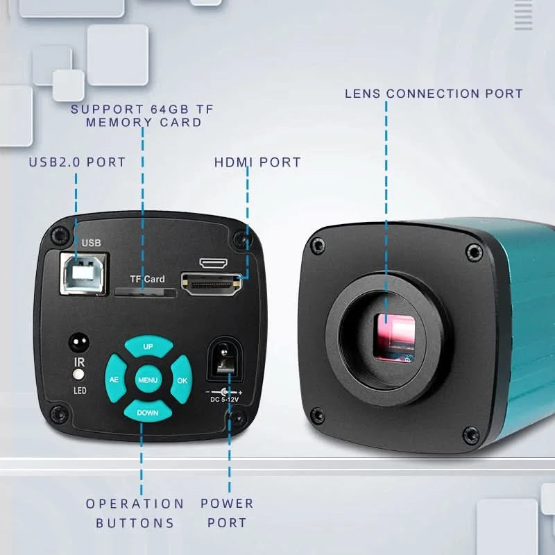 1080P 4K HD Industrial Microscope Digital Camera Via USB-C Measurement  215X/180X/130X C-Mount Lens For PCB Soldering,no base