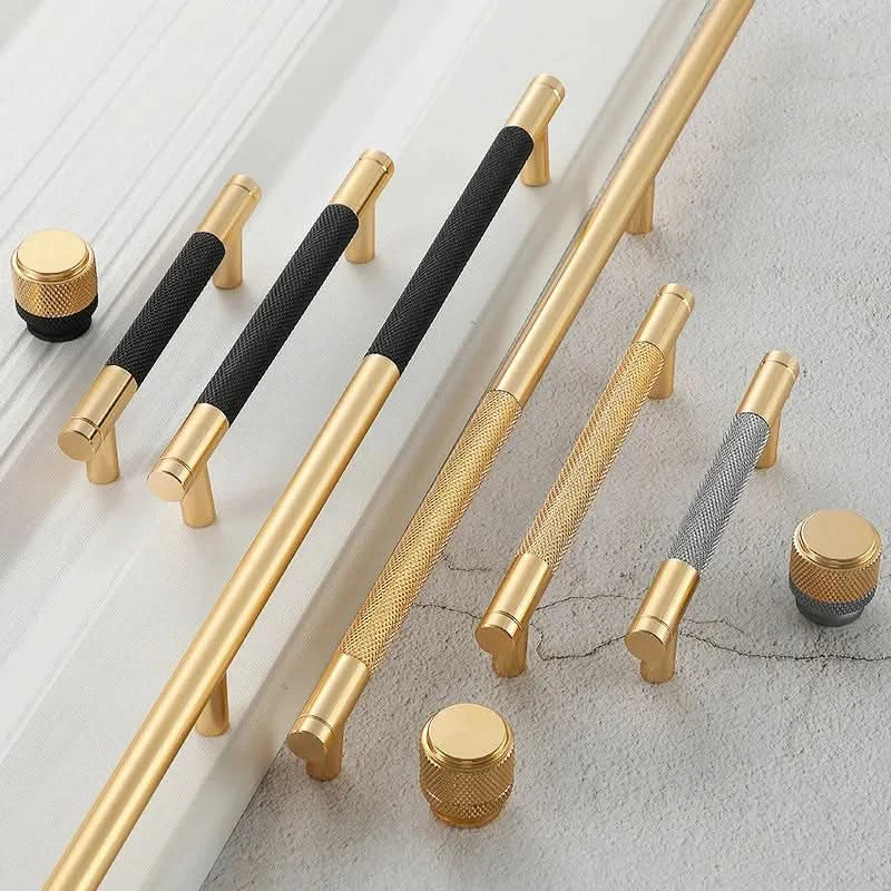 KK&FING Aluminium Knurled Handle Furniture Gold Cabinet Knobs Long Handles Kitchen Cupboard Drawer Knobs Dold Knobs And Pulls