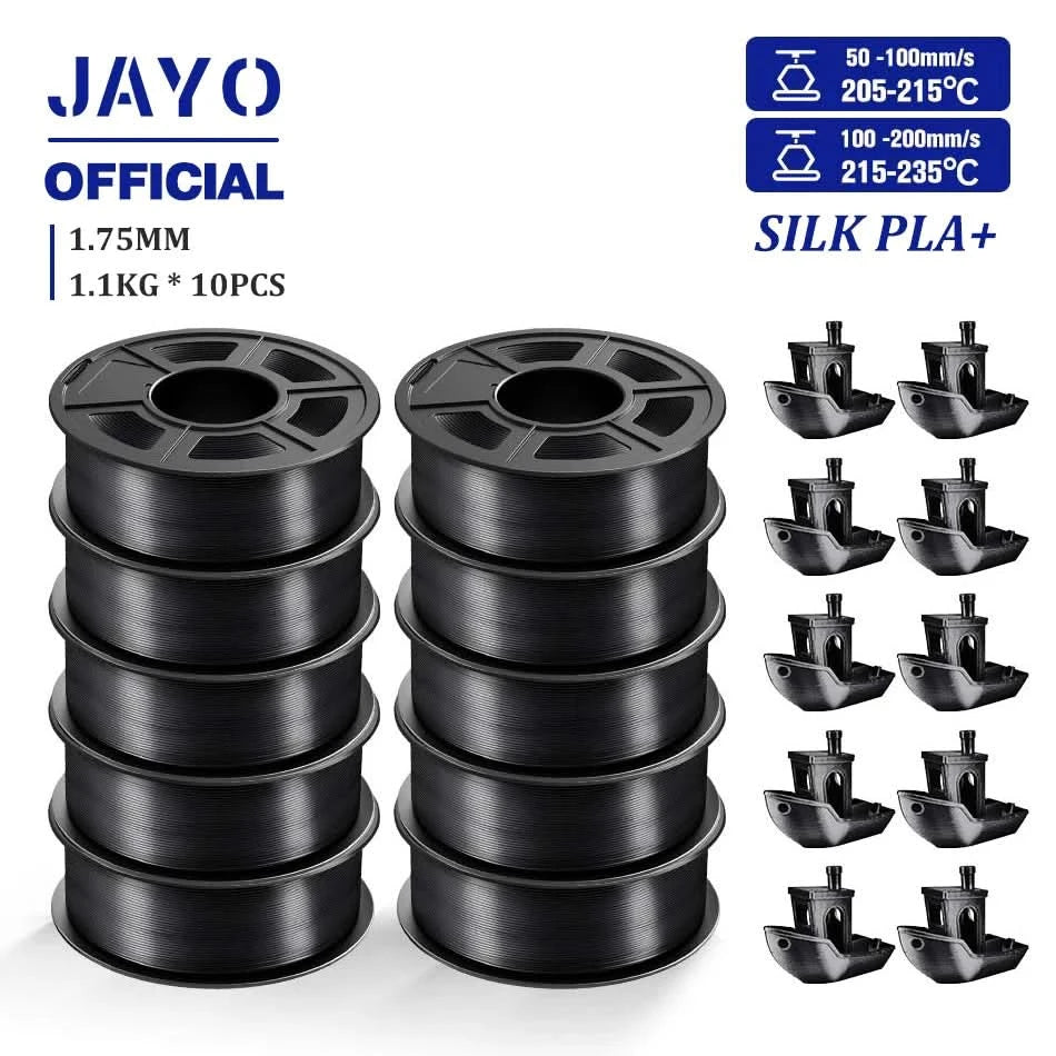 JAYO 3D Filament 1.75mm PLA / PLA Plus / PLA Meta/ Seiden-PLA+/PLA Matt 3D-Drucker-Filament 1.1KG Für FDM Multicolor Set 10 Rollen