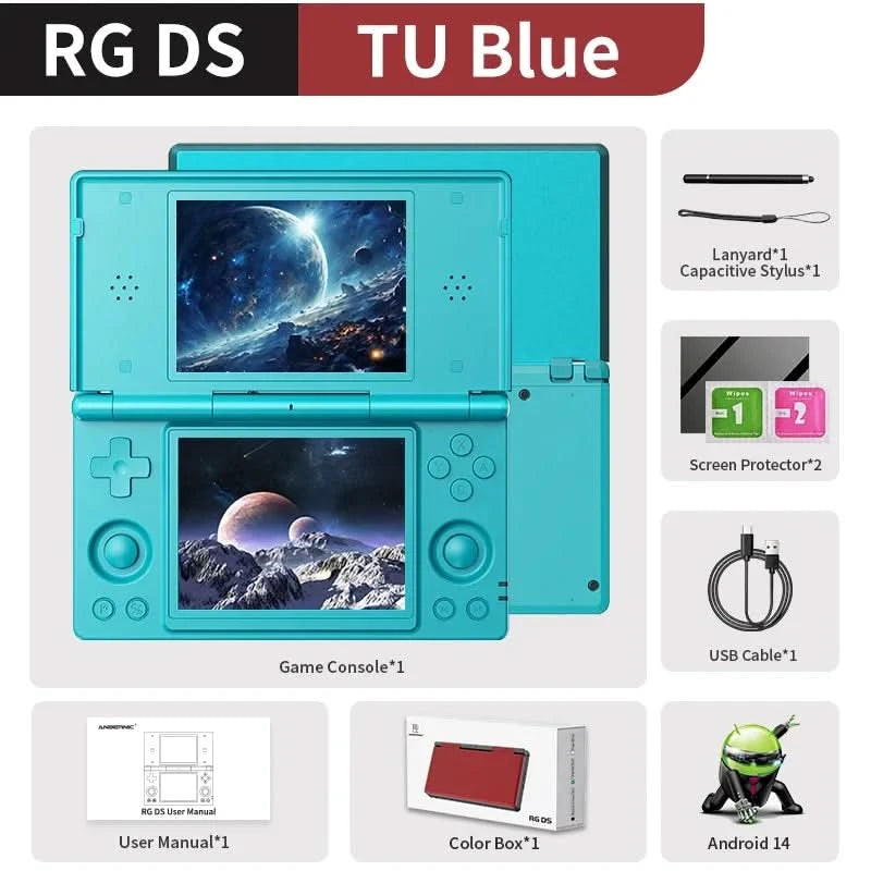 Anbernic RG DS Retro Handheld Game Console Flip Video Games Player 4" IPS Dual Screen Android14 4000mAh Supports RixelHK PSP PS2