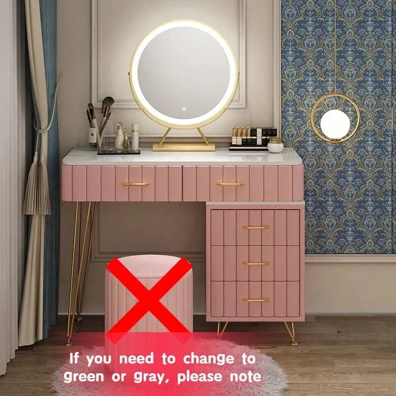 Modern Drawers Dressing Table Makeup Mirror Service Girl Pink Computer Vanity Table Living Room Vestidores Postmodern Furniture