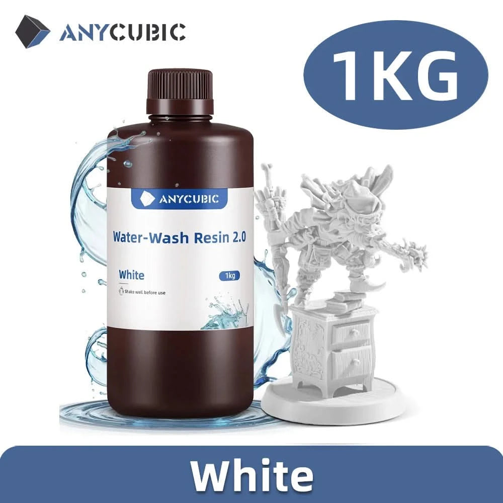 ANYCUBIC Wasserwaschbares Harz Geruchsarm Niedrige Viskosität 405nm UV-Harz für LCD-3D-Druck Hochpräzisions-3D-Druckerharz