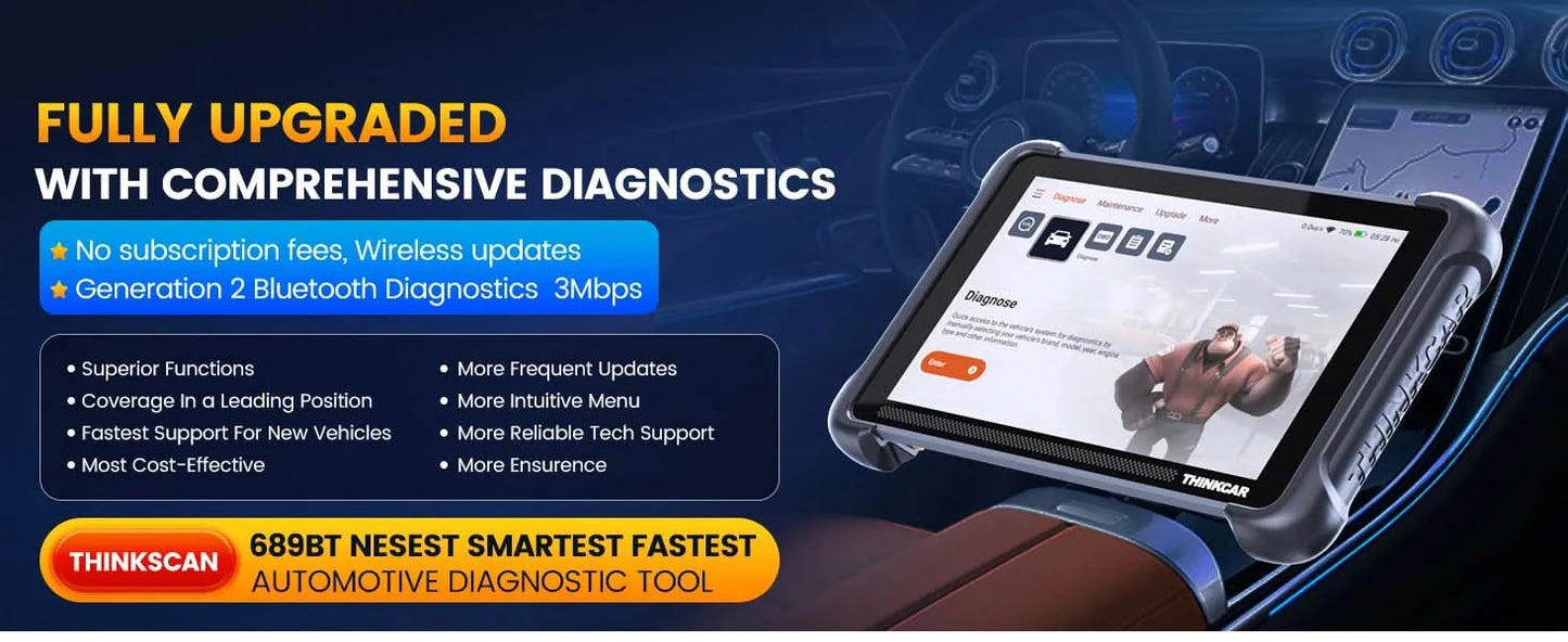 Globale Version THINKCAR THINKSCAN 689BT OBD2 Diagnosegerät DOIP CANFD Bidirektionale ECU-Codierung 35 Rücksetzungen Lebenslange kostenlose Updates
