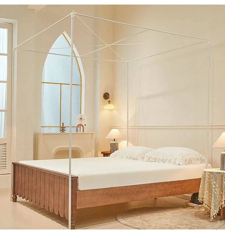 Four Season Bed Curtain Canopy for Girl Room Palace Mosquito Net with Frame Romantic Shading Three-door Bedcover Decor