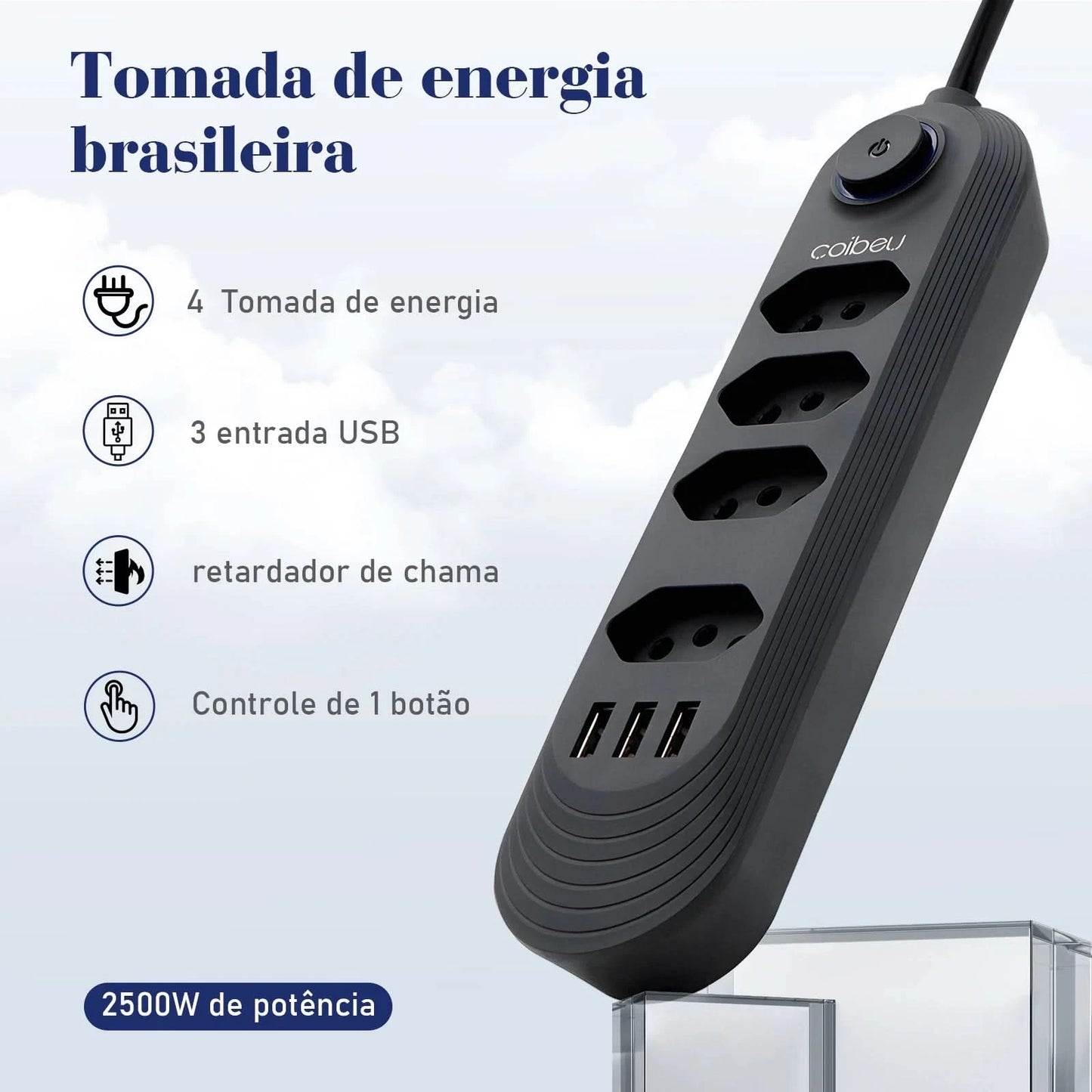 Mehrfachsteckdose, Steckdosenleiste, USB-Steckdose, Steckdosenleiste mit Filter, Steckdosenleiste, Verlängerungskabel, 110-220V, 10A