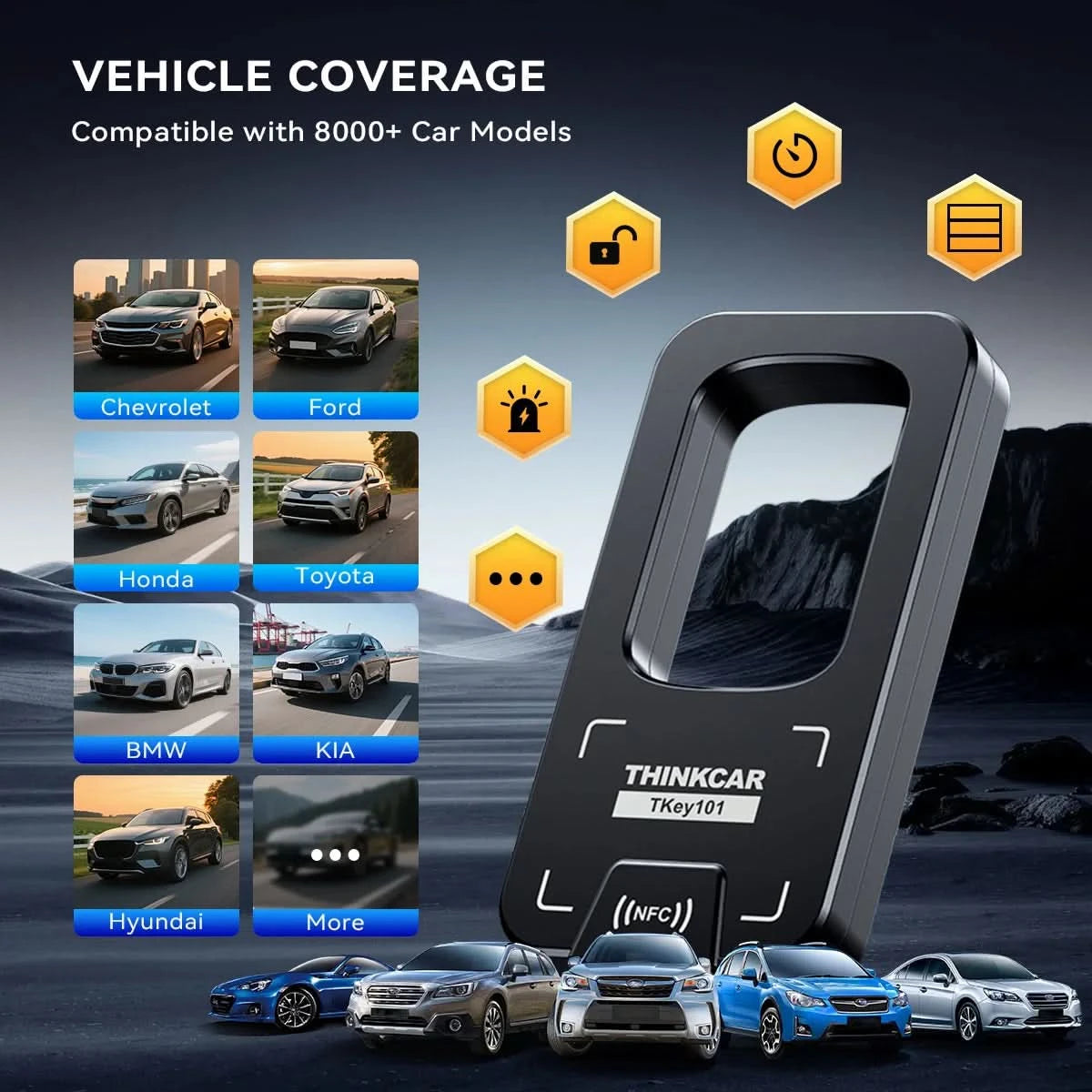 THINKCAR TKEY 101 Universal Car Key Programmer Equipment with 6 Unit Remote Keys Supports Anti-Theft Systems For THINKCAR 689BT