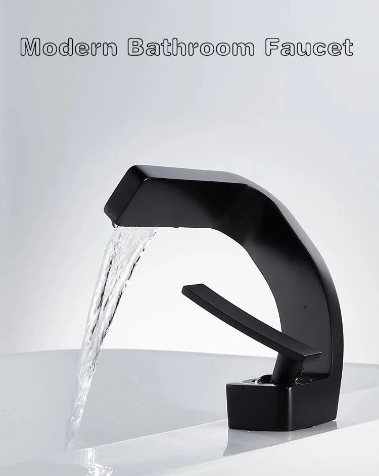 TOLM Brass Black Gold Basin Faucet Bathroom Sink Faucets Hot Cold Water Mixer Crane Deck Mounted Single Handle Hole Bath Kitchen