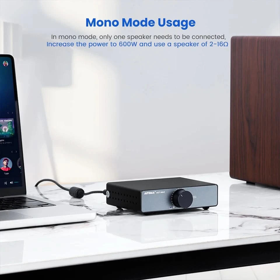 AIYIMA Audio A07 MAX Stereo-Verstärker 300W X2 TPA3255 Leistungsverstärker 2-Kanal brückbar Mono 600W Verstärker für Passivlautsprecher