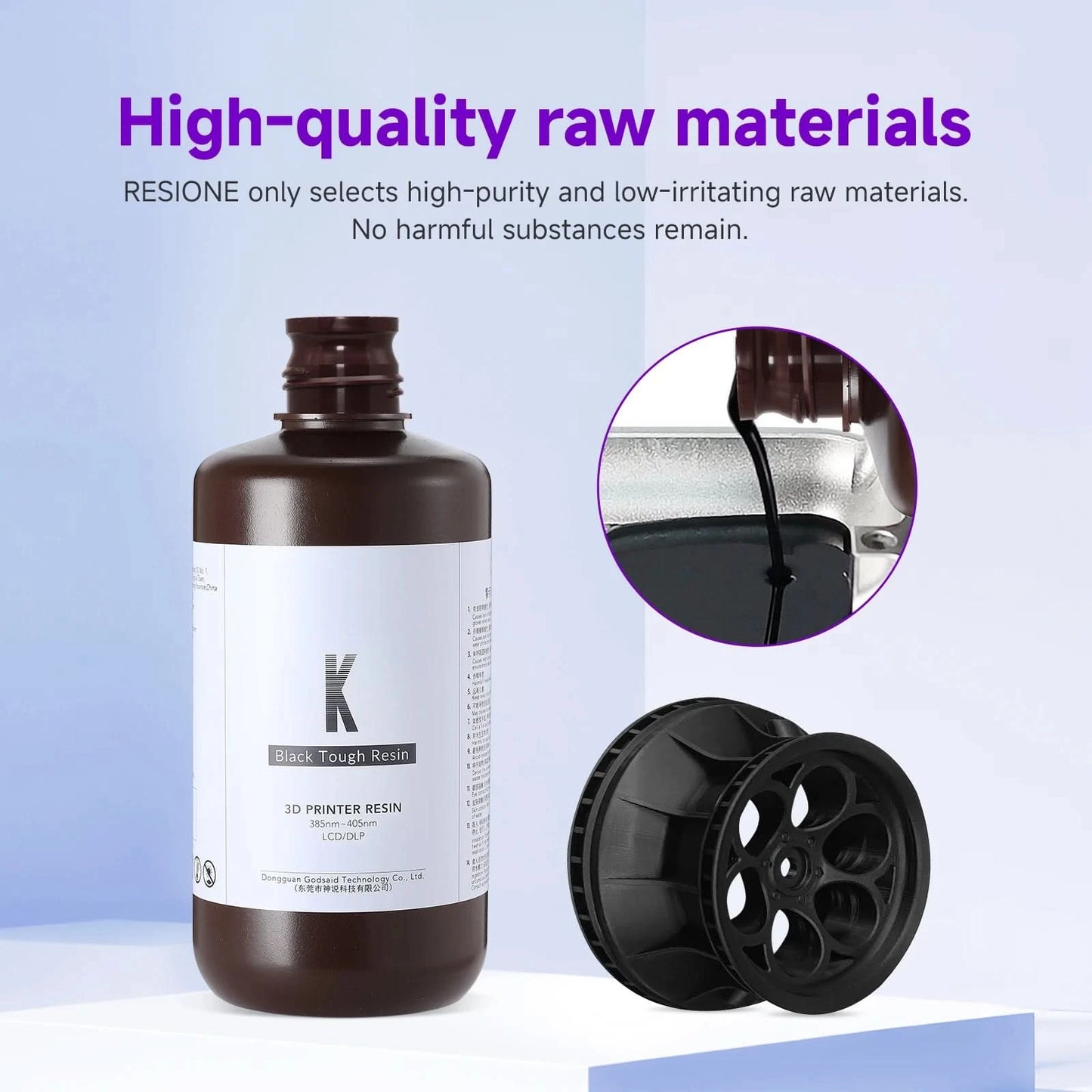 Resione K+ Tough ABS-ähnliches 3D-Harz Kratzfest Hohe Präzision UV 405nm für LCD SLA DLP Elegoo Anycubic 3D-Drucker