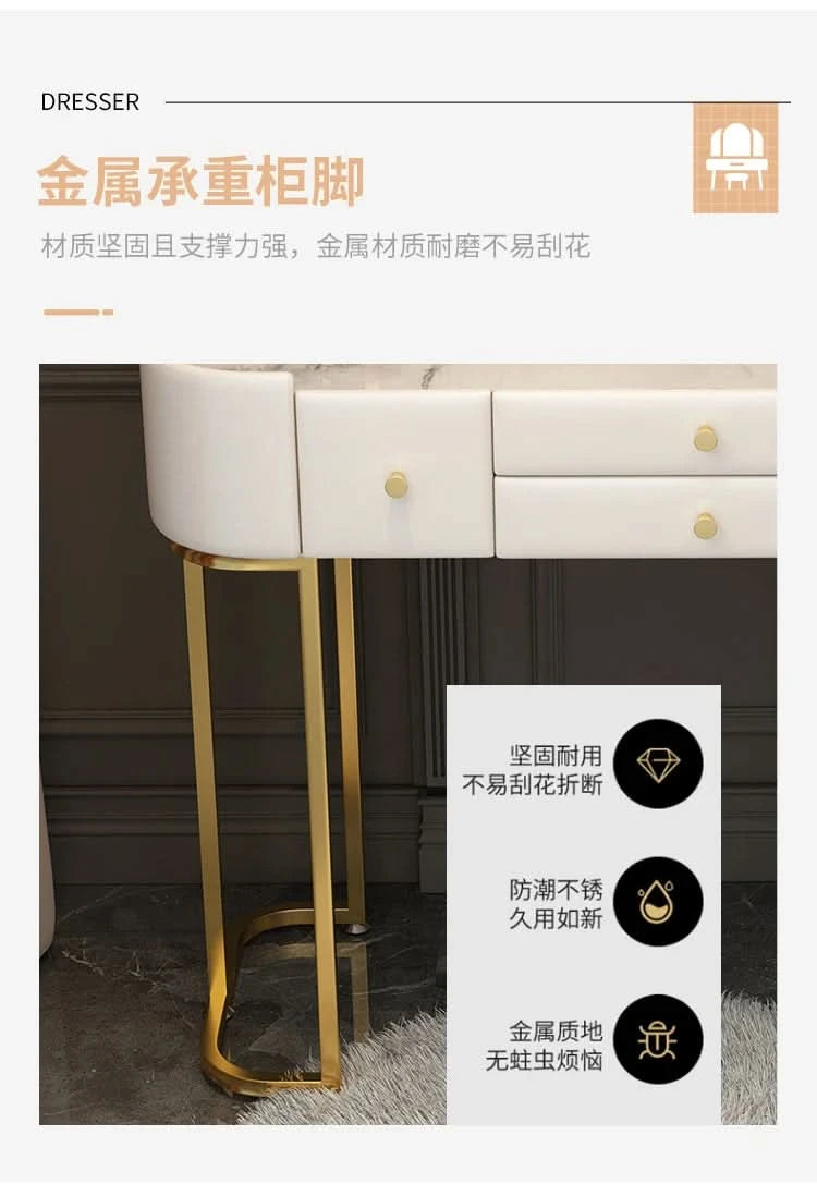 Luxury Jewelery Storage Dressing Table Glass Top Girls Unique Makeup Mirror Beauty Dressing Table Light White Muebles Decoration