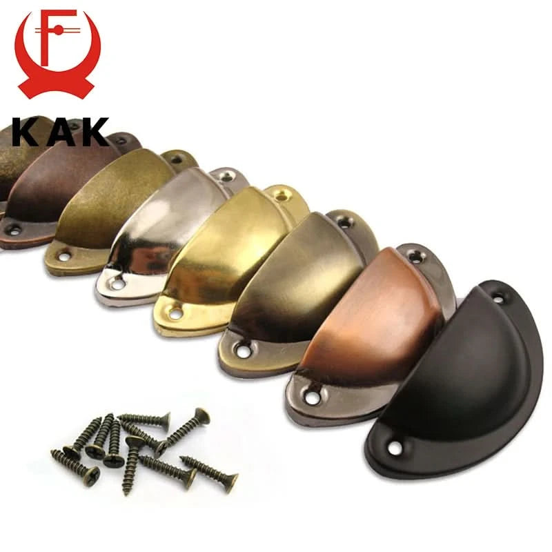 KAK 2 STÜCK Retro Metall Küchenschubladengriff und Möbelknöpfe Schrank Antik Messing Muschelgriffe