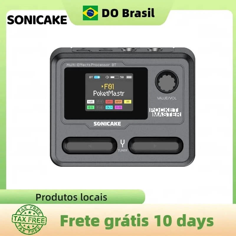 SONICAKE Pocket Master Brasil English Version Guitar Bass Amp 100+ Multi-Effects Pedal APP Control Built-in battery