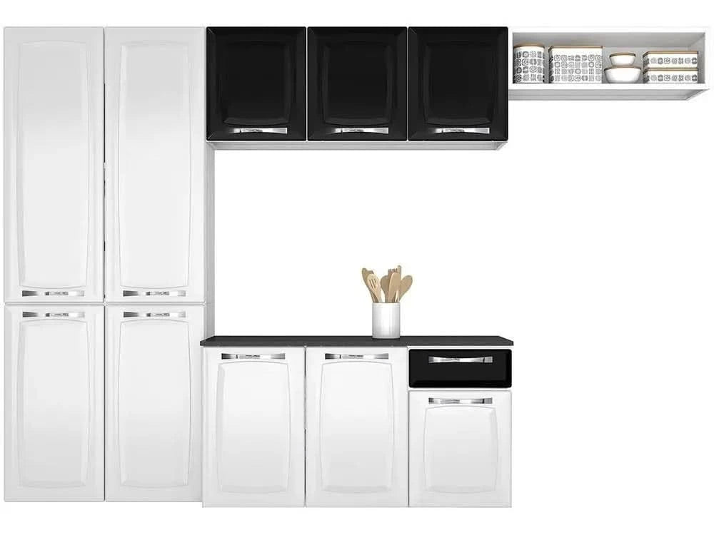 Compact Kitchen Itatiaia Amanda Steel mit Theke, 10 Türen, 1 Schublade