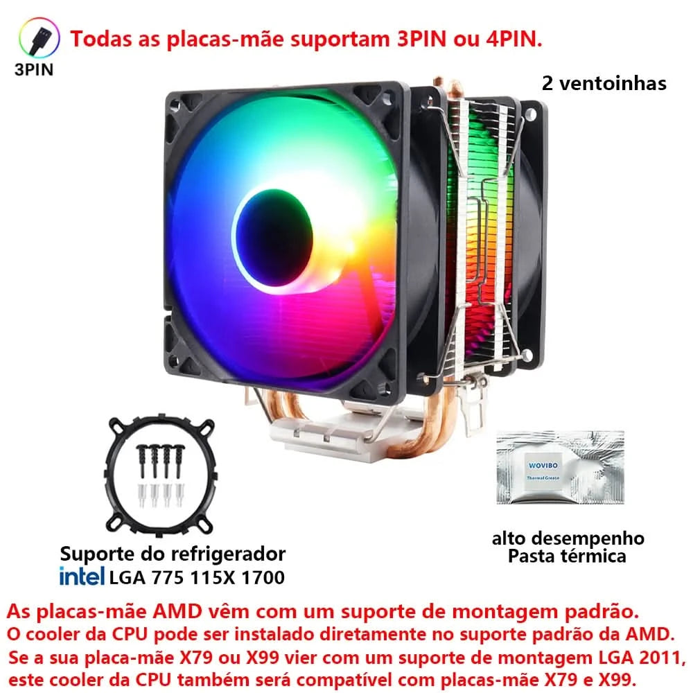 Wovibo CPU-Kühler, für Intel 775, 1150, 1151, 1155, 1200,1700, 2011, X79, X99, AM4, AM5 Radiator
