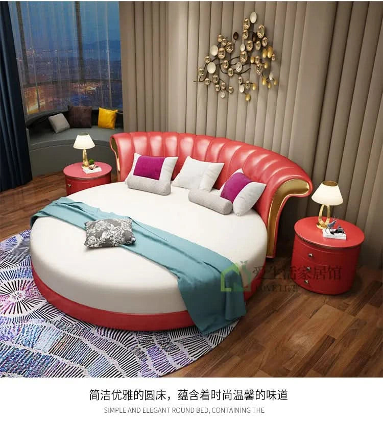 Bedroom Unique Beds Storage Cabinets Nordic Full Size Round Bed Frame Headboard Upholstery Muebles Para El Hogar Furnitures