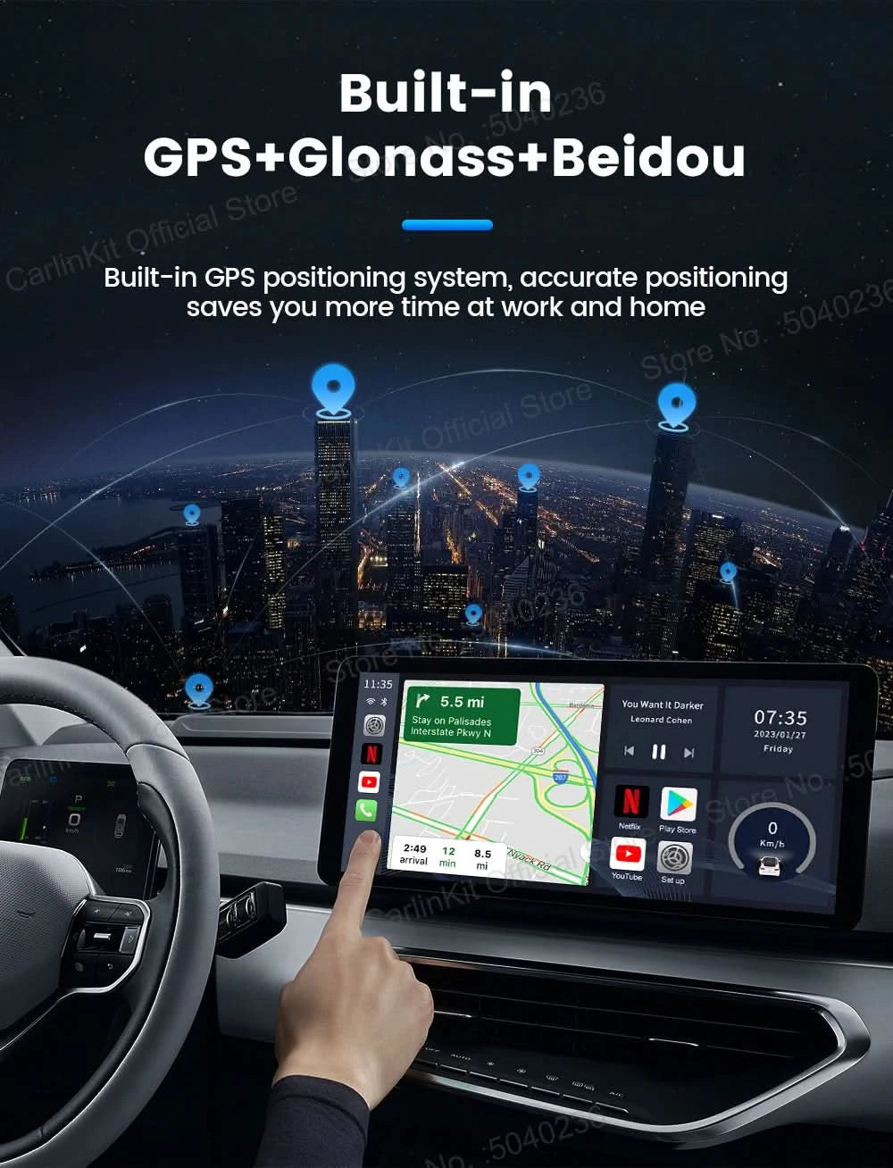 CarlinKit S2 CarPlay Ai Box LED Android 13 Streaming Box 64G/128G Qualcomm 8-Core Split Screen Smartes Fahrzeugsystem Wiedergabe von Videos