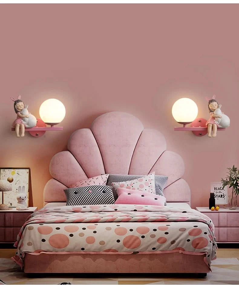 Children's Room Bedside Wall Lamp Girl Boy Wall Art Sconce Creative Cartoon Eye Protection Led Home Decoration Salon Home
