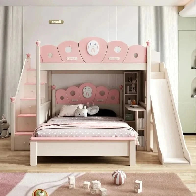 Bed with Wardrobe, Bunk Beds with Slide and Steps,children Bedrooms High Bed, Mebles Enfan, Kids Room Furniture