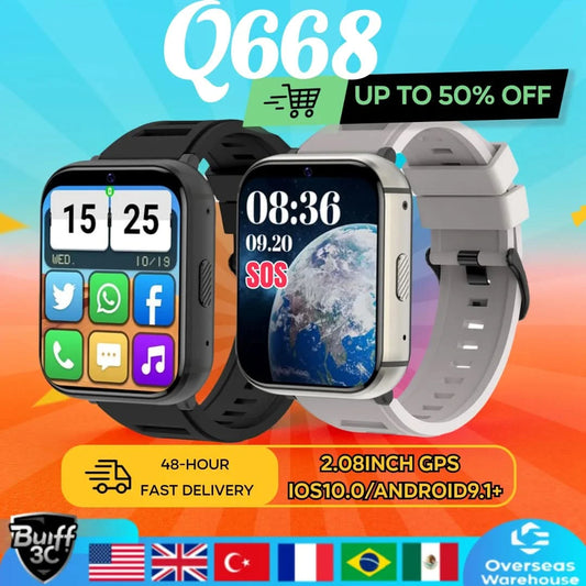 Q668 4G Smartwatch 2025 Watches 1.99 Inch Men Gift With SIM Wifi Android IOS Waterproof Outdoor GPS Smartwatch   For Xiaomi
