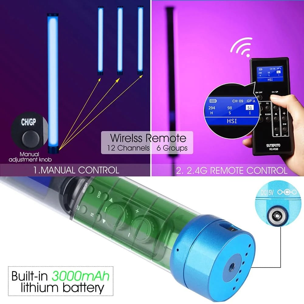 Sokani X25 RGB LED-Videoleuchte, Handheld Tube Wand Stick Licht, CTT Fotografie Beleuchtung, 3000mAh, APP-Steuerung für YouTube Tiktok