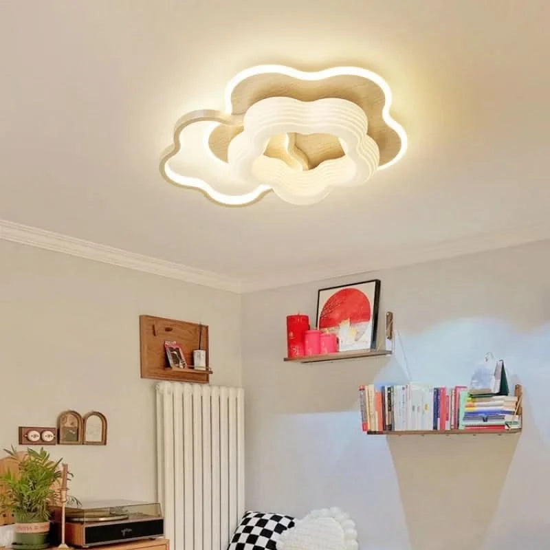 Bedroom light creamy style warm romantic children's room full spectrum eye protection designer's creative flower ceiling light