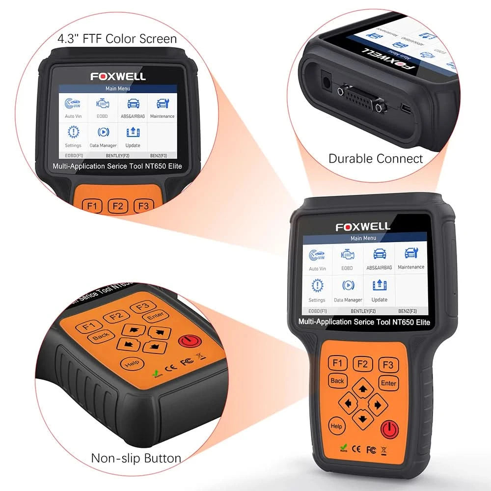 FOXWELL NT650 Elite Kabelloser OBD2 Automotive Scanner SAS A/F OIL EPB BRT TPS 26+ Reset Professionelles Auto Diagnosewerkzeug