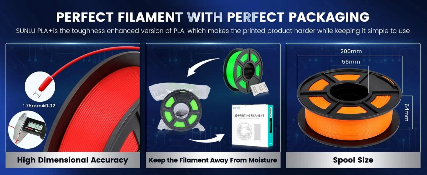 SUNLU 10KG 3D Filament PLA/PLA PLUS/PETG/Easy ABS Filament 1.75mm 10 Rollen 1KG sauber gewickeltes 3D-Drucker-Filament für 3D-Drucker