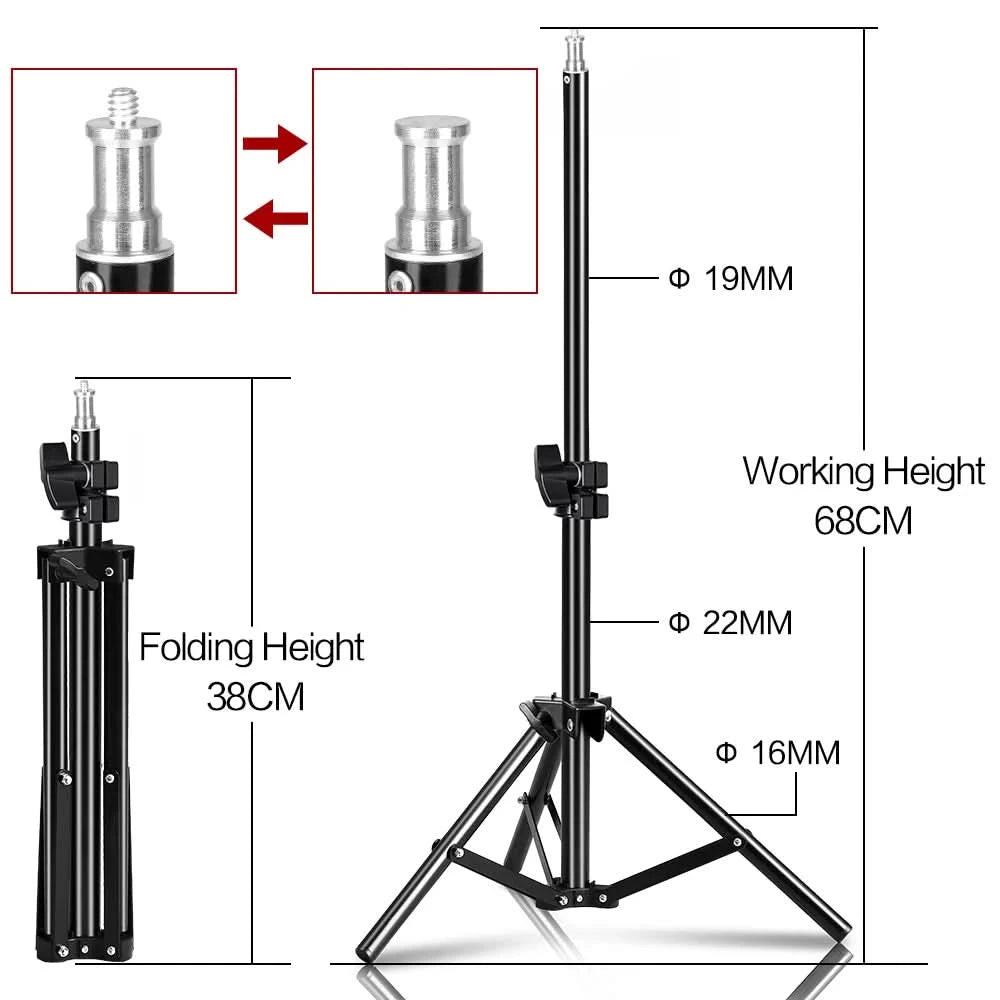 1/4 Screw Head Light Stand Tripod 2m 1.5m 68cm For Phone Selfie Stick Adjustable For Photo Studio Flashes Photographic Softbox