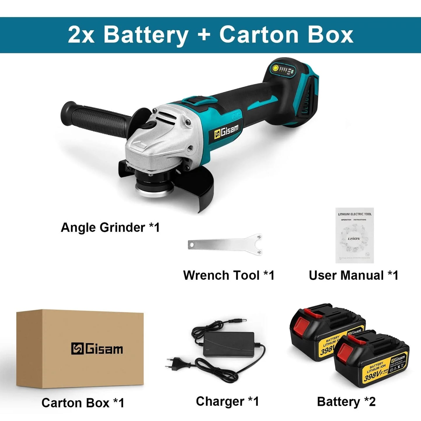 Gisam 125mm M14 Brushless Angle Grinder Cutting Machine Cordless Electric Angle Grinder Power Tools for Makita 18V Battery Pins