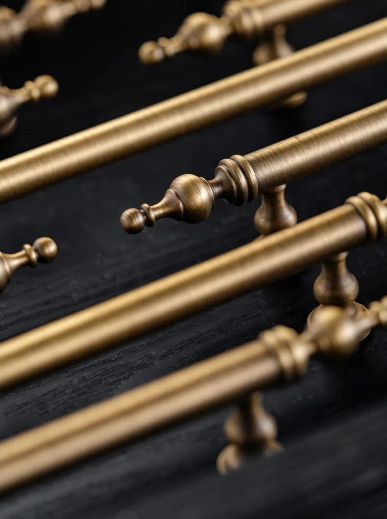 Tinyhob Solid Antique Bronze Pull Brass Cabinet Knobs T Bar Funiture Wardrobe Appliance Handle Long Pull Drawer Handle