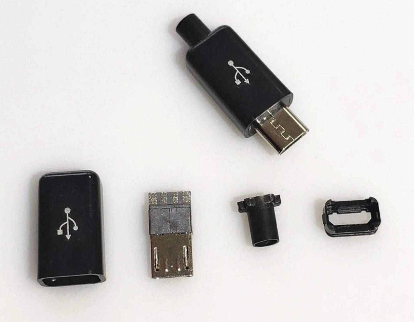 10 Sets Micro USB 4Pin 5Pin Male Connectors Plug Black White welding Data OTG Line Interface DIY Data cable Accessories
