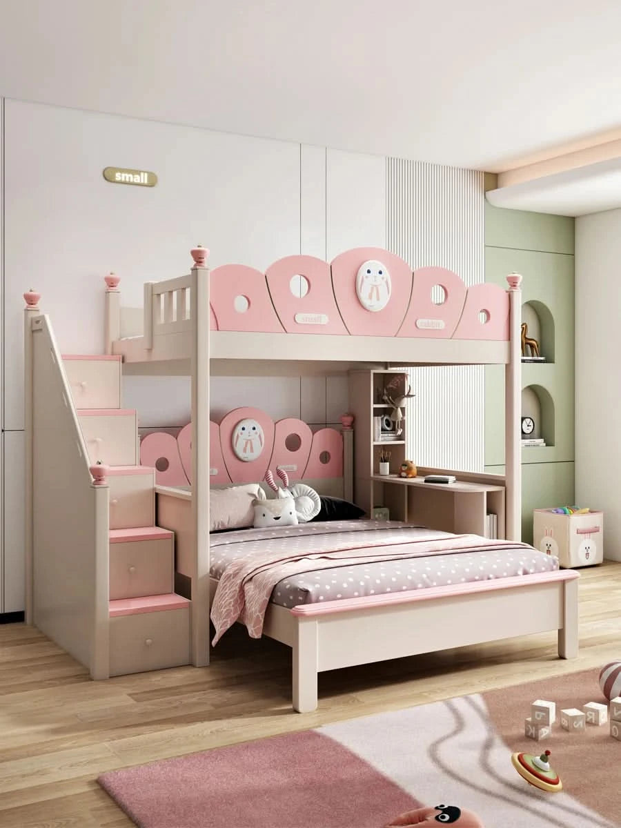 Bed with Wardrobe, Bunk Beds with Slide and Steps,children Bedrooms High Bed, Mebles Enfan, Kids Room Furniture