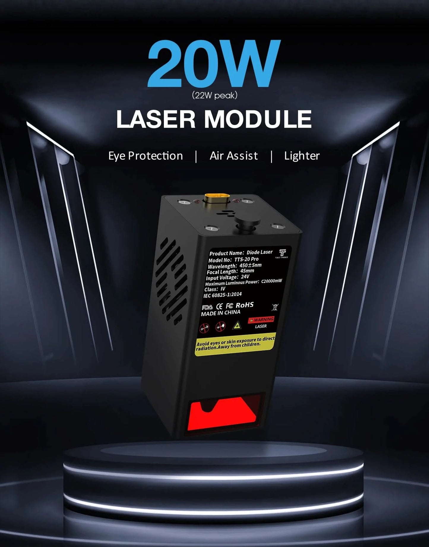 Twotrees TTS-20 Pro Metal Laser Engraving Machine WiFi Offline Control 20W Blue Light CNC Cutting Machine Laser Marking Machine
