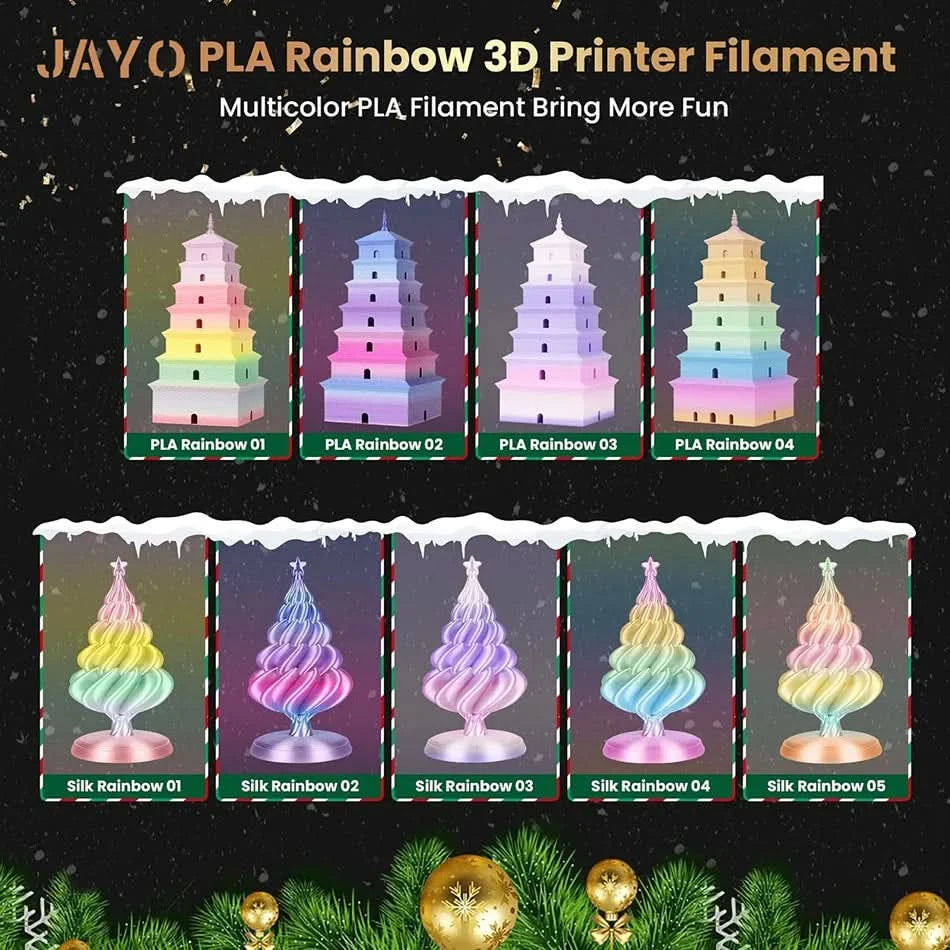 JAYO PLA Filament 1.75MM 5Rolls 3D Printer Filament PLA 100% No Bubble for FDM Coloful 3D Printing Material DIY Gift