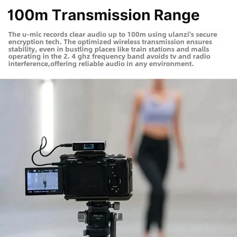 Ulanzi AM18 U-Mic 2.4G Stereo Wireless Microphone 100m Pickup 20+H Dual-Channel Recording for DSLR IOS Android PC Live Interview