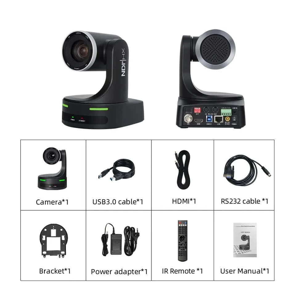 NDI HX PoE Kirchen-PTZ-Kamera 12/20-fach Zoom 60fps USB HDMI LAN SDI Steuerung für Videokonferenzen, Rundfunk, YouTube mit Tally-Leuchte