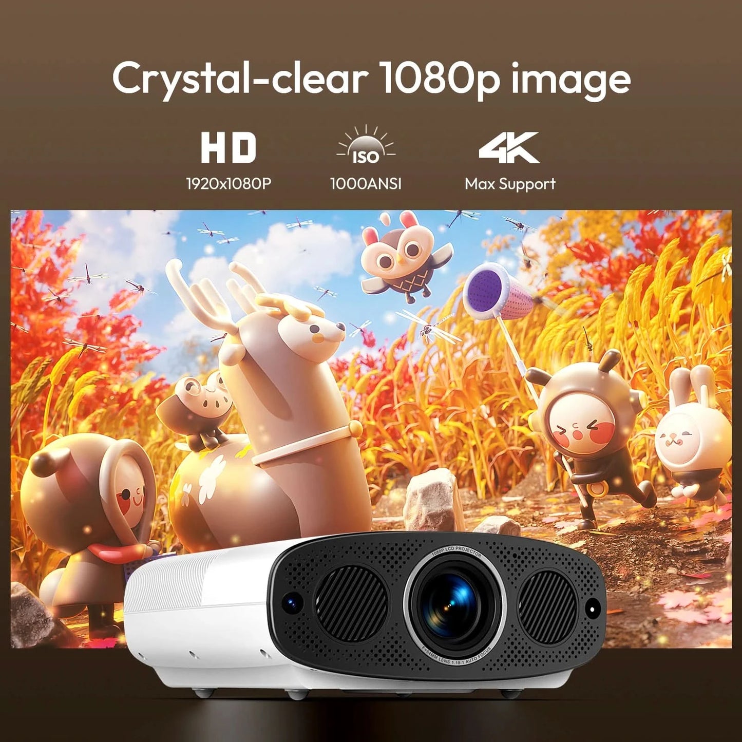 VEVSHAO Full HD Beamer A22 4K Video Smart TV für Zuhause WIFI 1080P 1000 Lumen Projektoren Medien Video Player Smart Beamer