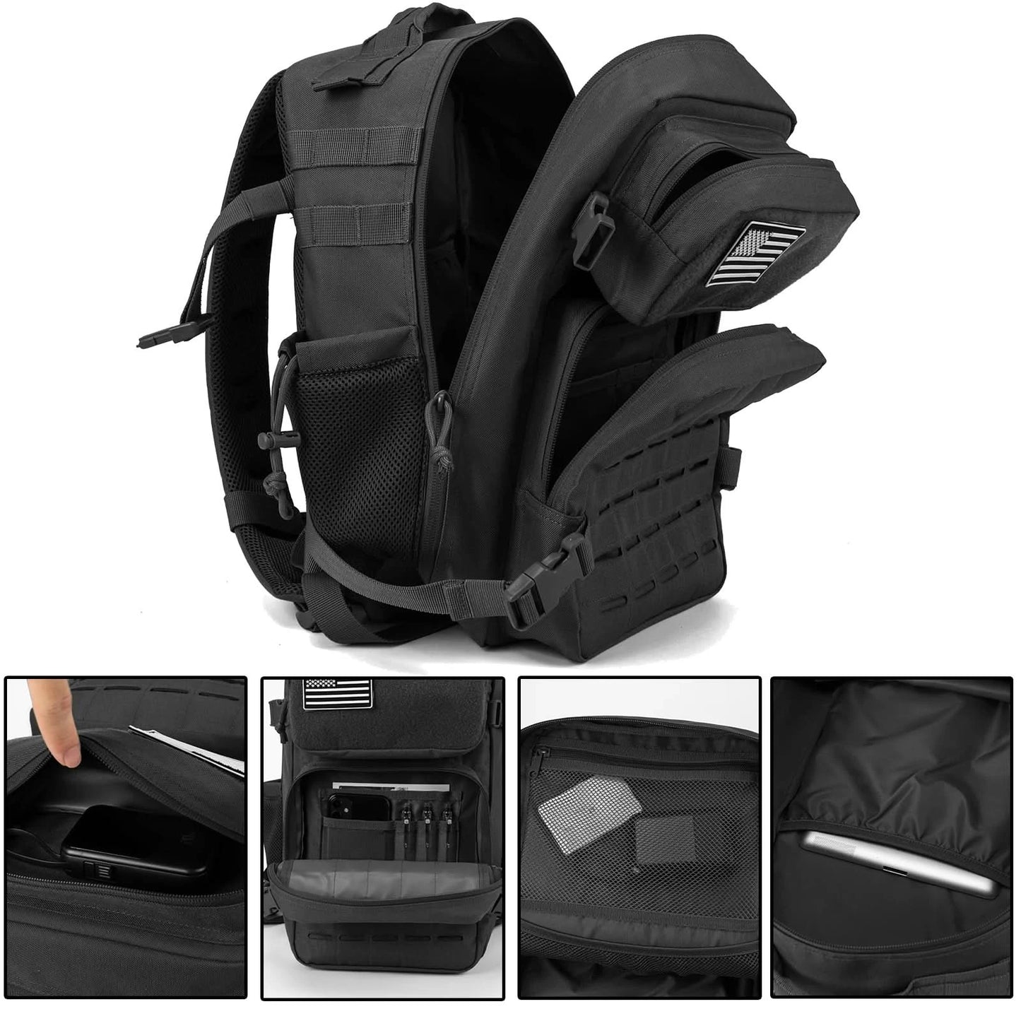 25L Taktischer Rucksack Outdoor Tasche Fitness Rucksack MOLLE Rucksack Damen/Herren Wander-Survival-Rucksack Herren Doppel-Getränkehalter