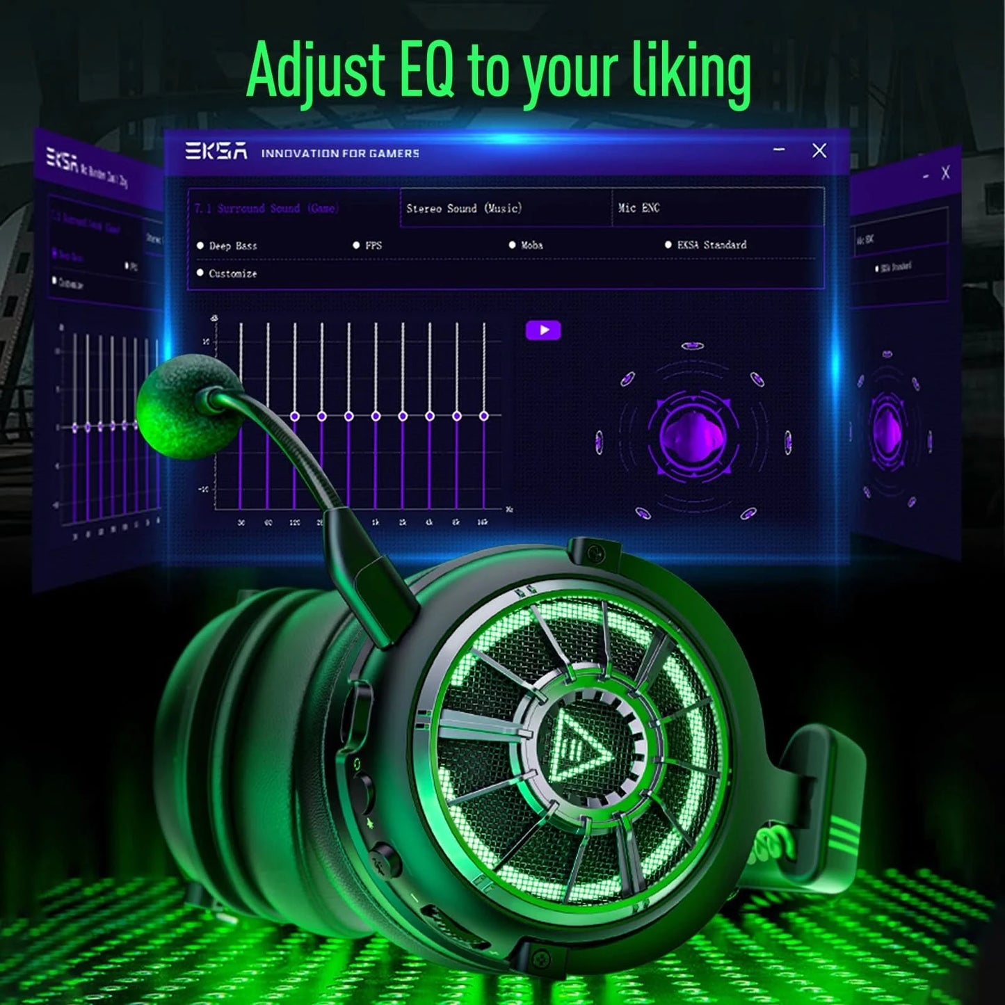 EKSA StarEngine Pro Gaming Headset Gamer 7.1 kabelgebundenes Over-Ear-Headset mit ENC-Mikrofon und Geräuschunterdrückung für PC/PS4/PS5/Xbox