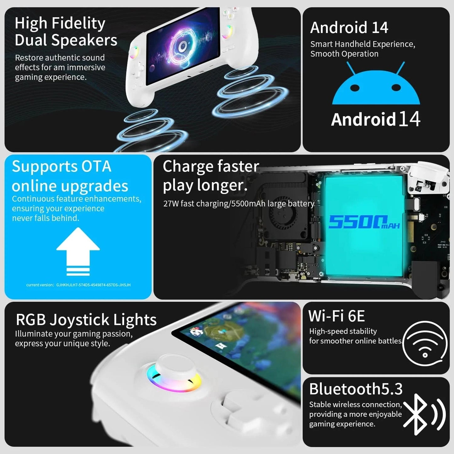 ANBERNIC RG557 Handheld Game Console 5.48" AMOLED Screen Dimensity 8300 Android 14 High-resolution Joysticks Video Player RG 557