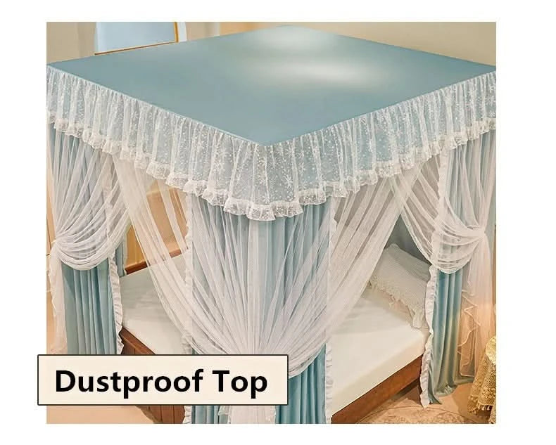 Four Season Bed Curtain Canopy for Girl Room Palace Mosquito Net with Frame Romantic Shading Three-door Bedcover Decor