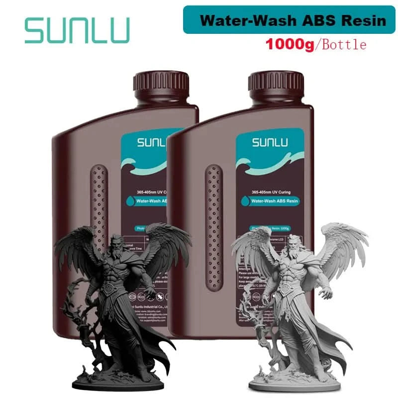 SUNLU 2KG Wasserwaschbares / Wasserwaschbares ABS-Harz Harz 1000G/Flasche 405nm Schnelles UV-härtendes Photopolymerharz für LCD-3D-Druck