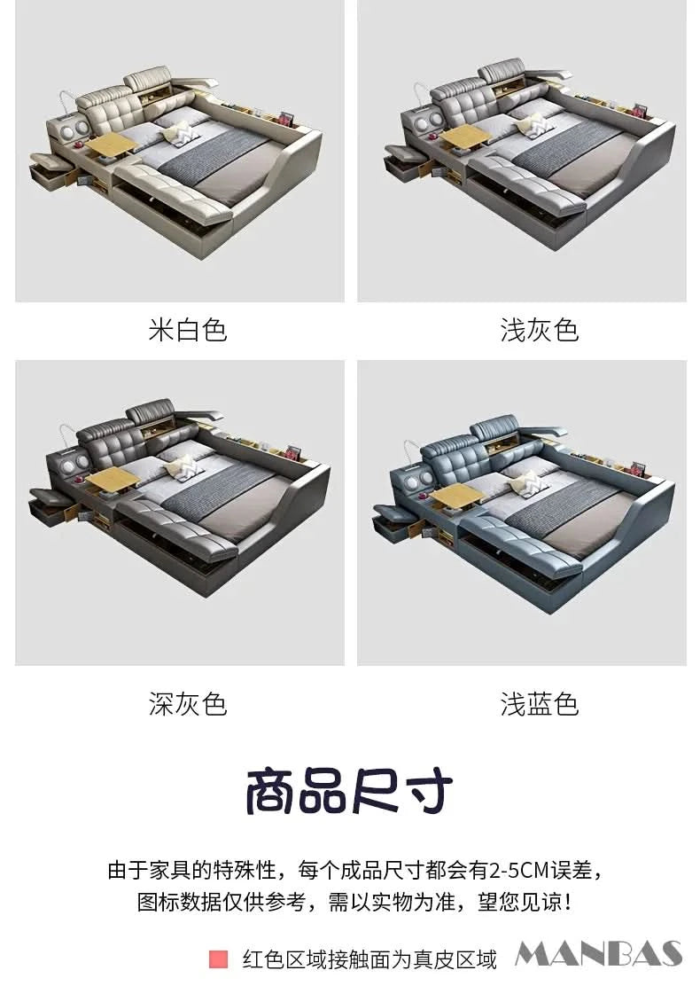 Modern Multi-Functional Tech Smart Bed with Storage, Speakers, USB, Bookshelves, and Tatami – Luxury King/Queen Ultimate Bed