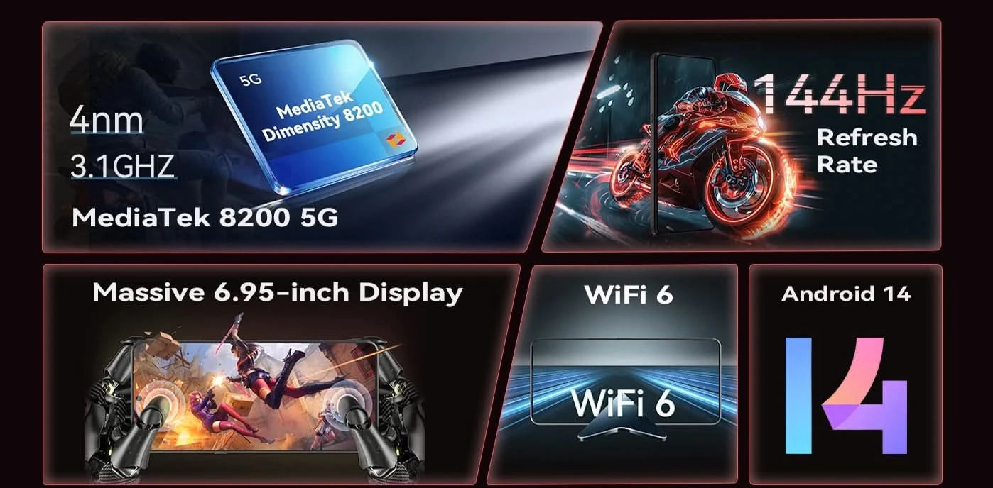 Gaming-Handys Cubot MAX 5, Helio Dimensity 8200 120Hz, 6,95" Display 100MP Kamera 12GB+256GB Kostengünstiges 5G Smartphone