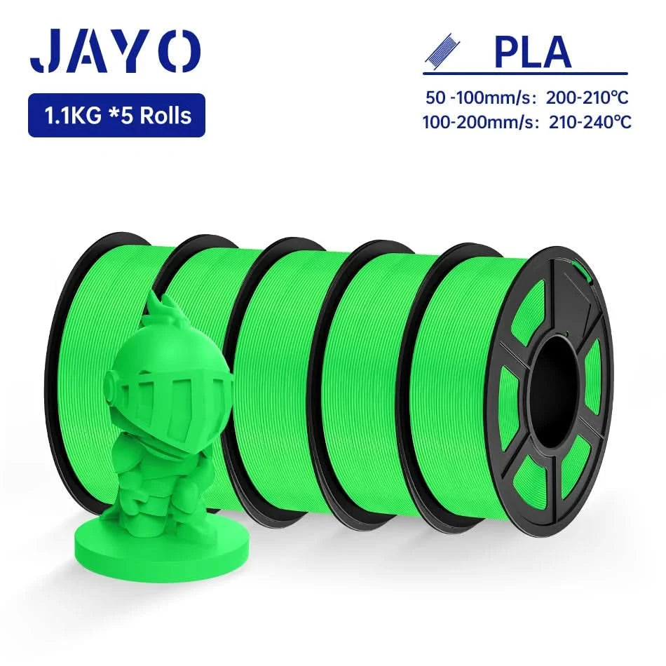 JAYO PLA Filament 1.75MM 5Rolls 3D Printer Filament PLA 100% No Bubble for FDM Coloful 3D Printing Material DIY Gift