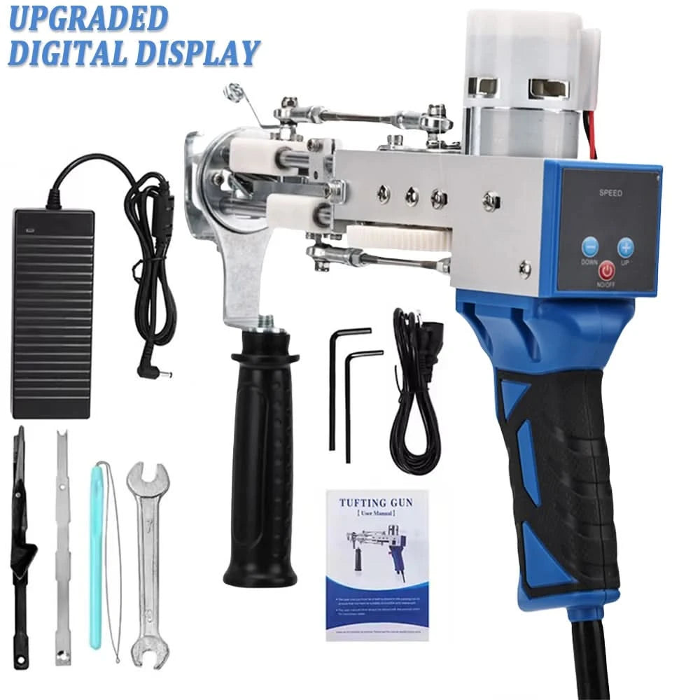 2-in-1-Tufting-Gun-Set, elektrische Tufting-Pistole, 7–21 mm Tufting-Pistole, mit Wollgarn und Tufting-Gewebe, Trimmer für Anfänger