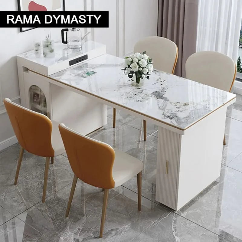 Rock Plate Dining Table Integrated Extendable Home Modern Light Luxury Dining Table With Storage Cabinet