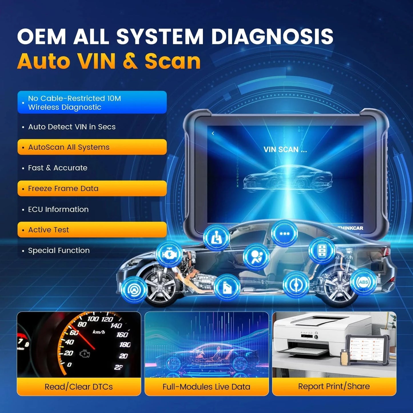 Globale Version THINKCAR THINKSCAN 689BT OBD2 Diagnosegerät DOIP CANFD Bidirektionale ECU-Codierung 35 Rücksetzungen Lebenslange kostenlose Updates