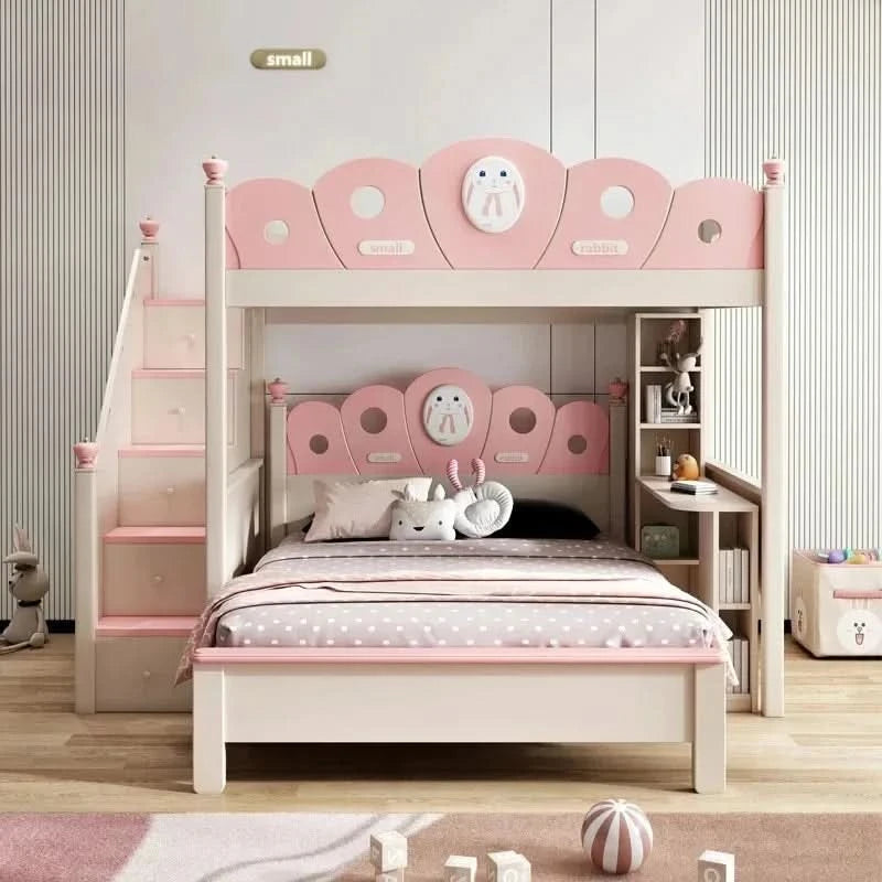 Bed with Wardrobe, Bunk Beds with Slide and Steps,children Bedrooms High Bed, Mebles Enfan, Kids Room Furniture